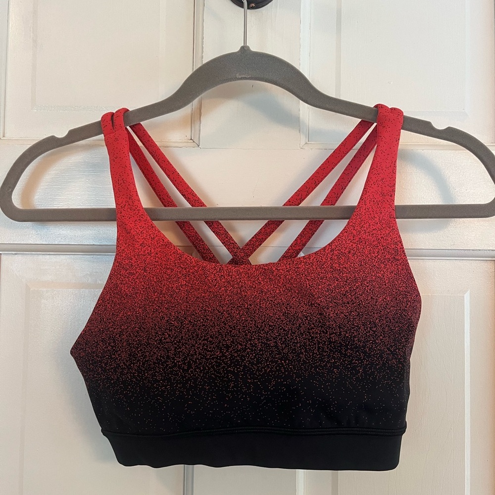 Lululemon Athletica Red and Black Gradient Sports Bra